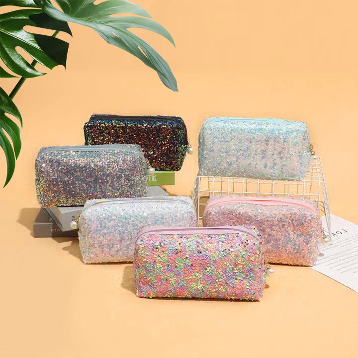 Kleurrijke glitter make -uptas