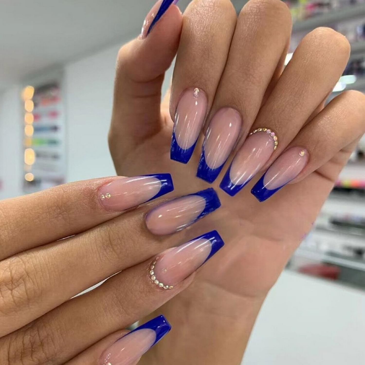 Franse tip druk op nagels vierkante nep nagels