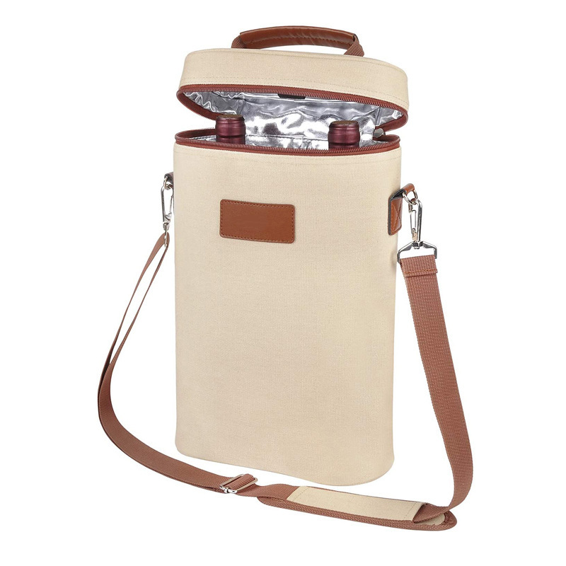 Geïsoleerde 2 fles wijncadeau Tote Carrier met riem