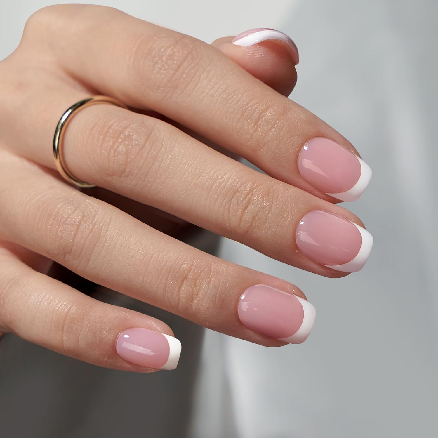 Roze extra korte vierkante vorm nagels tips