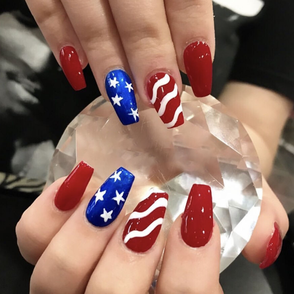 Gestreepte ster -afneembare nageltips
